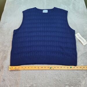 Vtg Pendleton Wool Sweater Vest Women 3X Textured Knit Sleeveless Pullover Navy